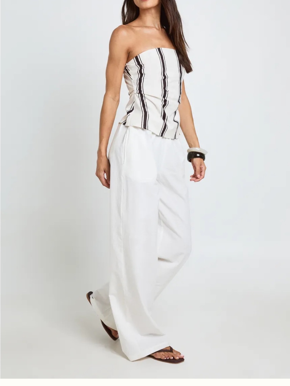 PrettyLittleThing White Wide-Leg Linen Blend Pants